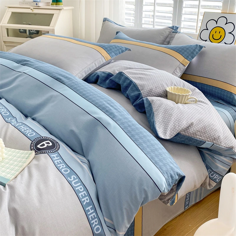 简约高端2024新款全棉印花床上用品四件套亲肤舒适被套床单床笠
