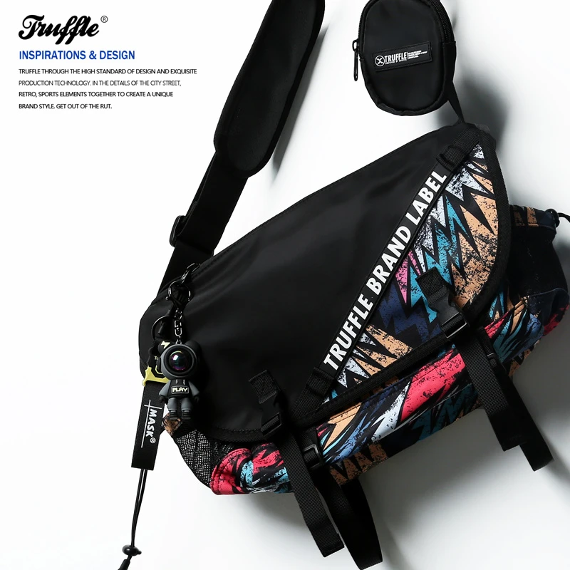 TRUFFLE涂鸦单肩斜挎包男潮牌挎包女街头潮流学生通勤包包邮差包