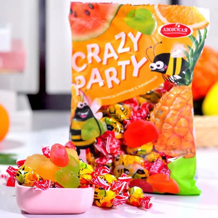 俄罗斯原装进口涅夫斯基牌小蜜蜂水果味爆浆糖果500g/袋