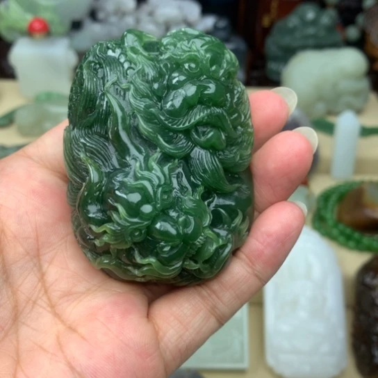 和田玉（碧玉）手把件未镶嵌