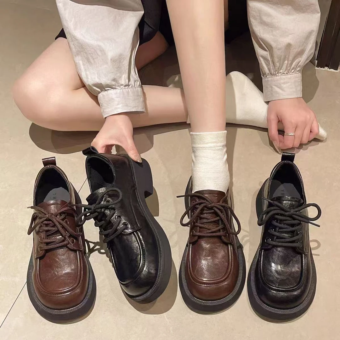 【熙霖娜】皮鞋女秋季新款英伦风低跟软底百搭工作鞋单鞋乐福鞋