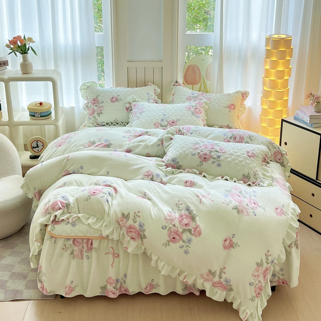 PINCAI/品彩新款印花床盖牛奶绒四件套-CC01