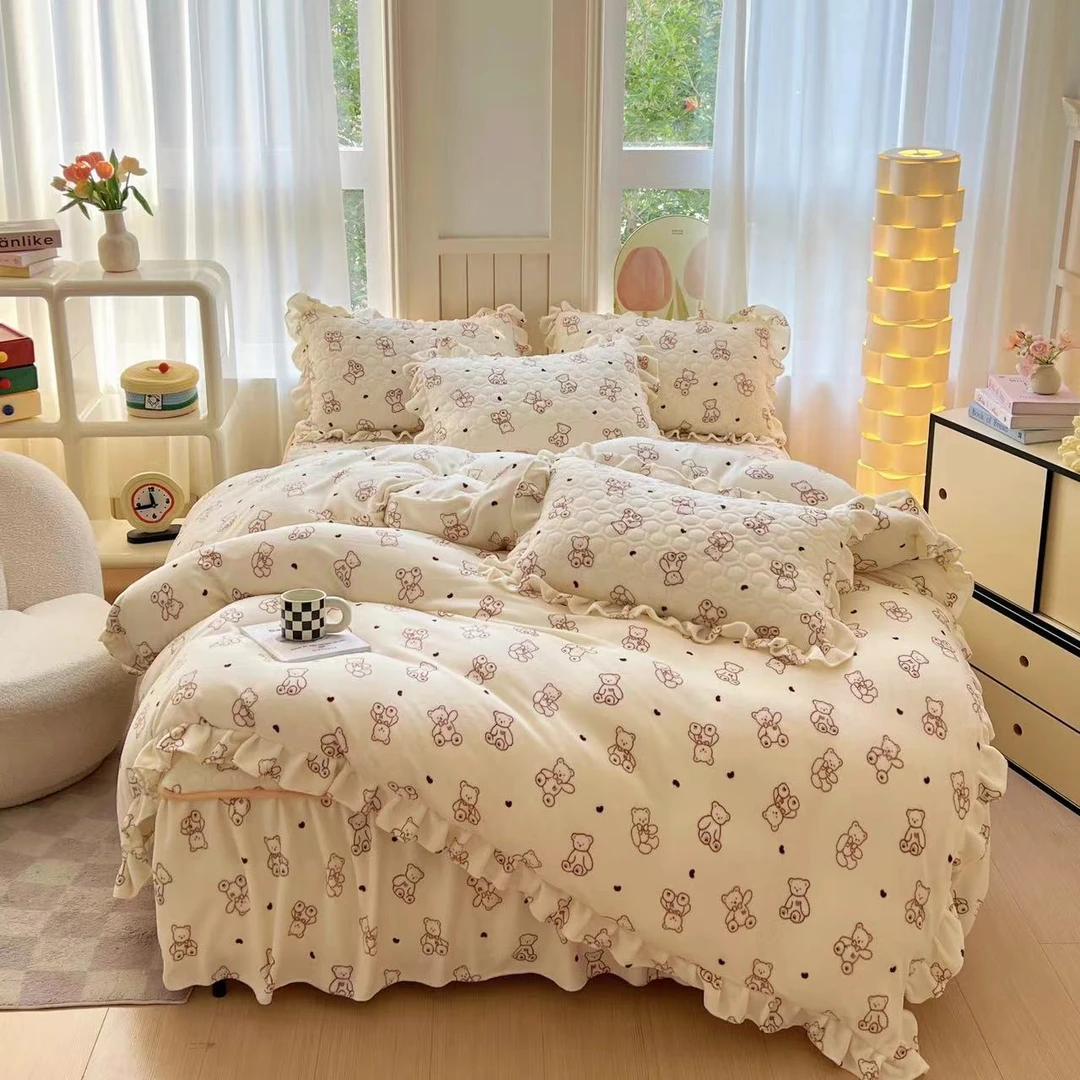 PINCAI/品彩新款印花床盖牛奶绒四件套-05