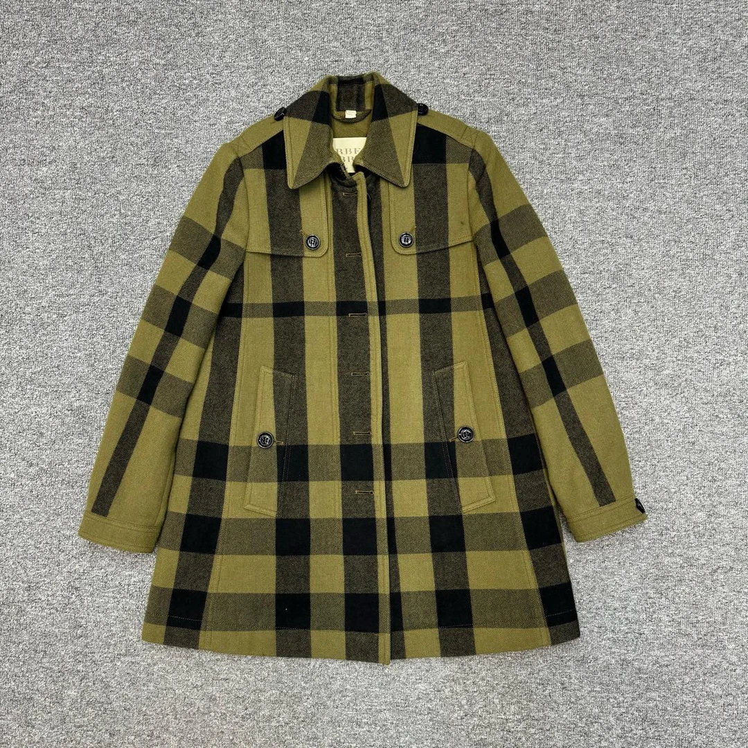 Burberry巴宝莉羊绒格子大衣 全新带吊牌8码