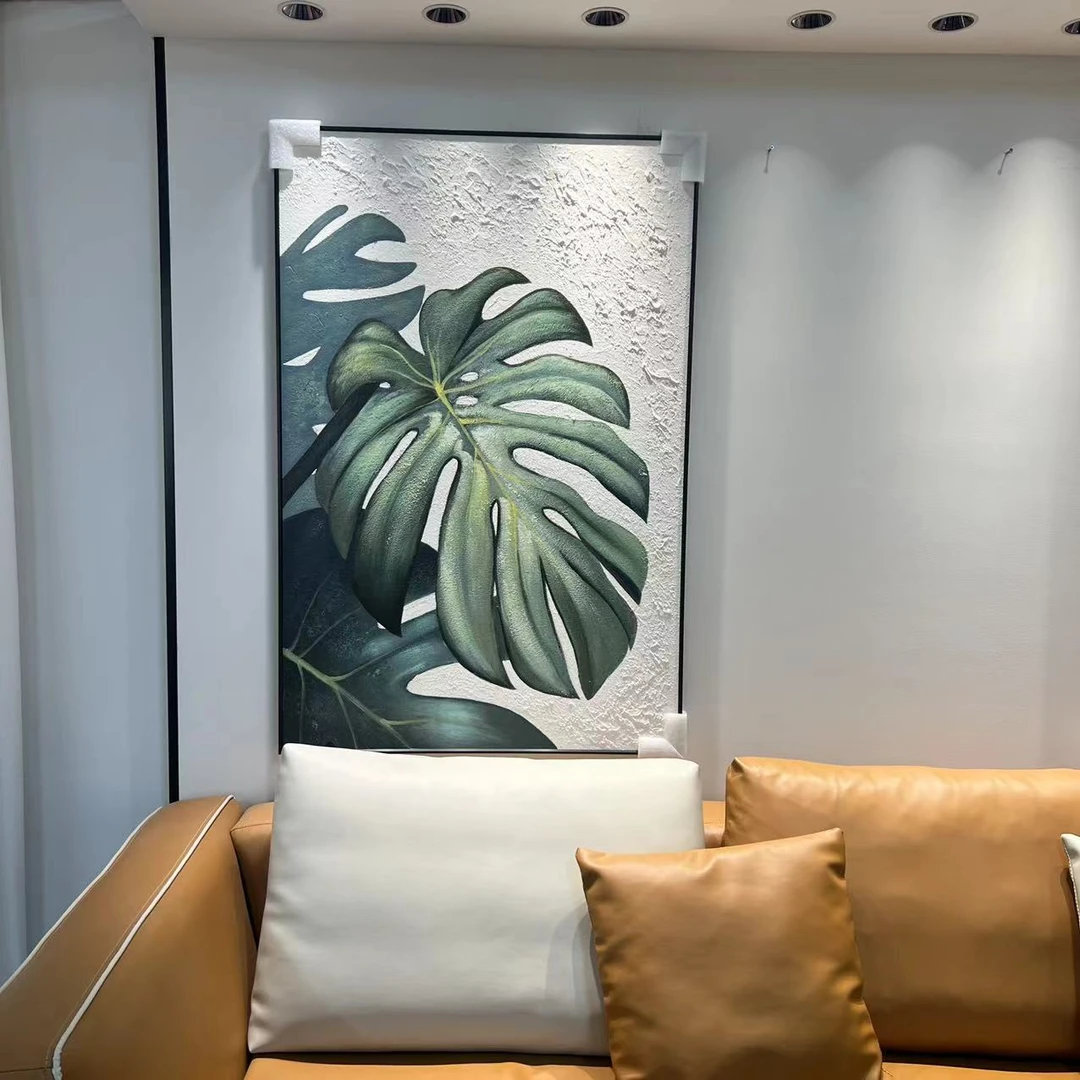 龟背竹|手绘油画装饰画现代简约客厅玄关过道背景墙挂画  LDY-022