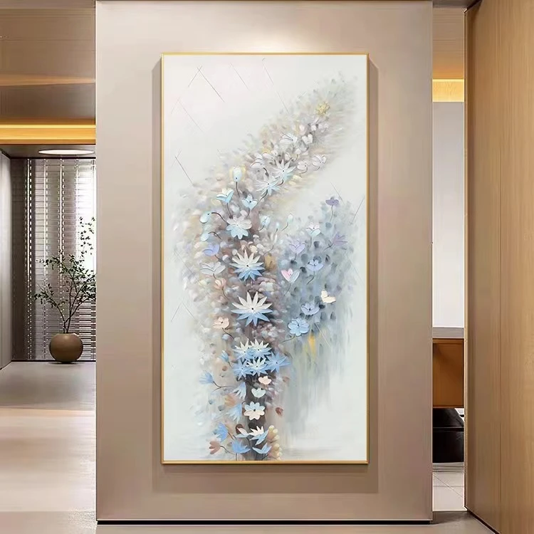 【黎老师】步步生花油画装饰画现代轻奢简约高级感玄关客厅挂画