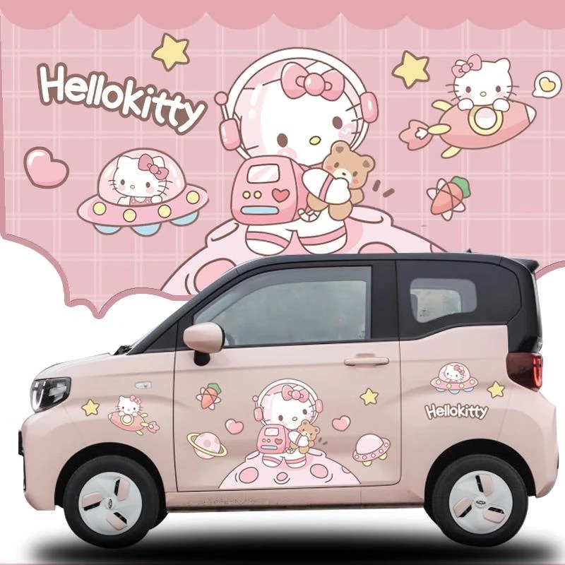 奇瑞QQ冰淇淋车贴卡通玉桂狗宇航员凯蒂猫库洛米改装车身拉花贴画