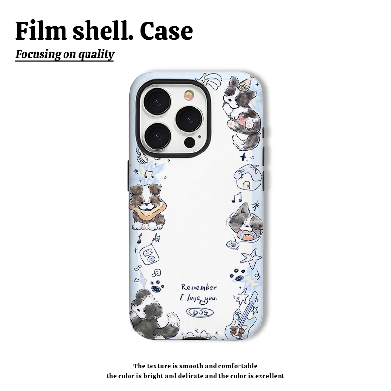 花边小边牧手机壳适用苹果15华为oppo小米vivo菲林二合一红米系列