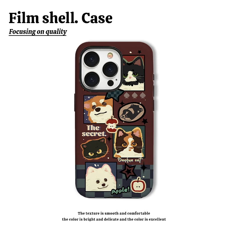 秘密猫狗创意手机壳适用苹果15华为oppo小米vivo菲林二合一荣耀90