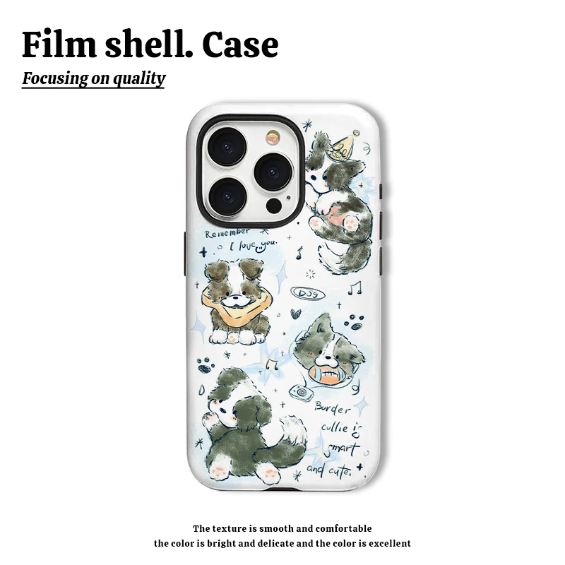 小边牧可爱手机壳适用苹果15华为oppo小米vivo菲林二合一红米13
