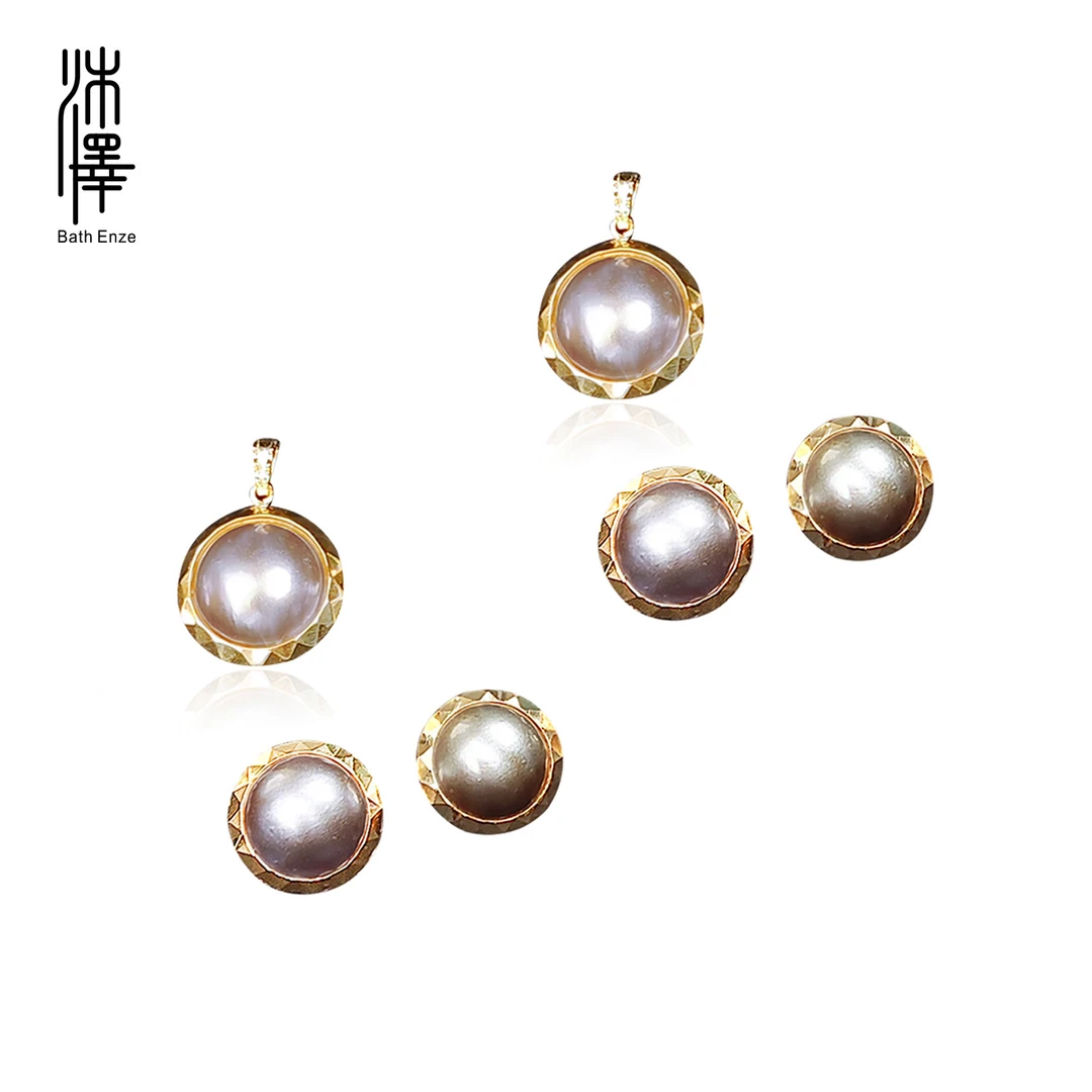 沐泽【金色海岸】925银14-16mm海水马贝耳钉吊坠（多样性发其一）