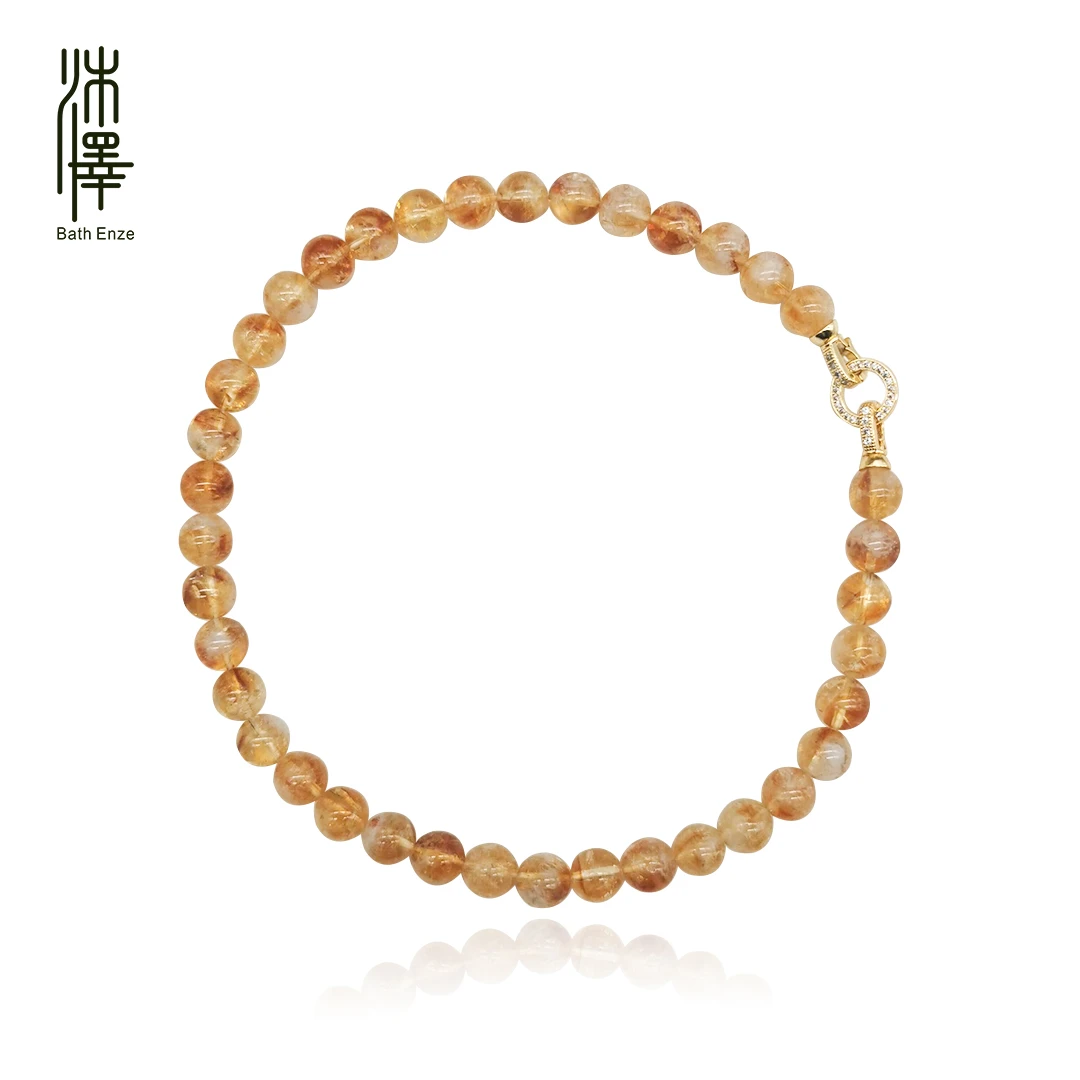 特惠【金蟾】10mm天然黄水晶素款锁骨链项链（多样性发其一）