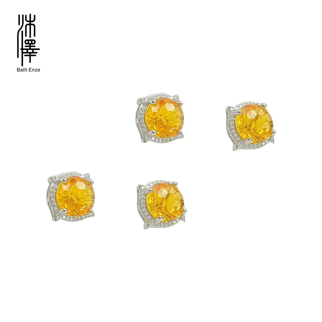 沐泽【烟花璀璨】925银黄水晶耳钉（多样性发其一）