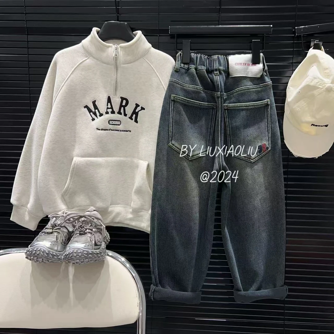 杭州六小六正版 BY LIUXIAOLIU冬季儿童加绒牛仔裤15183