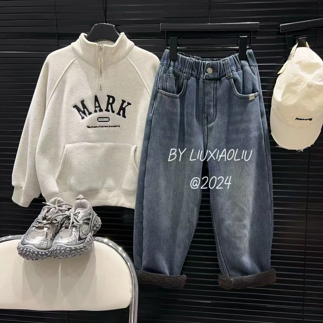 杭州六小六正版 BY LIUXIAOLIU冬季儿童加绒牛仔裤15016