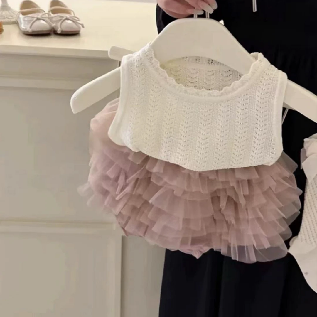 女童夏季镂空无袖单背心上衣