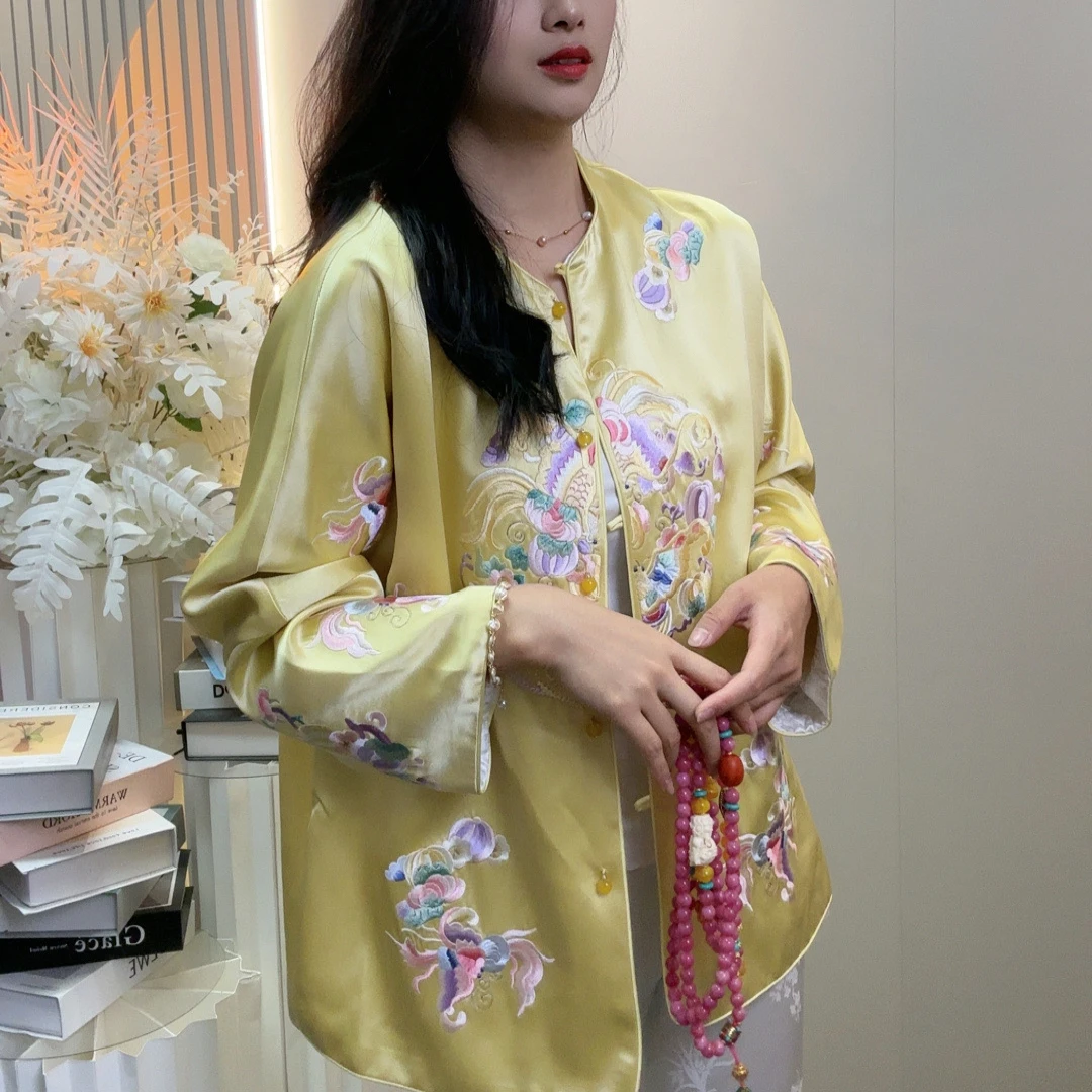 早春新款高级感新中式国风复古优雅小众印花龙年盘扣外套