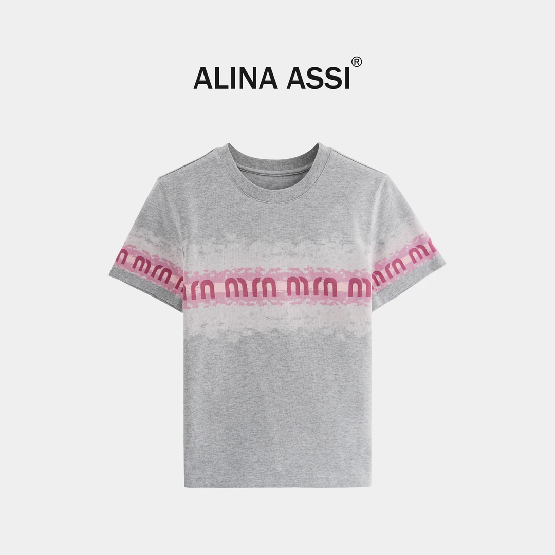 【姚】2024夏季新款短袖t恤女时尚潮牌女装洋气圆领上衣YM8605