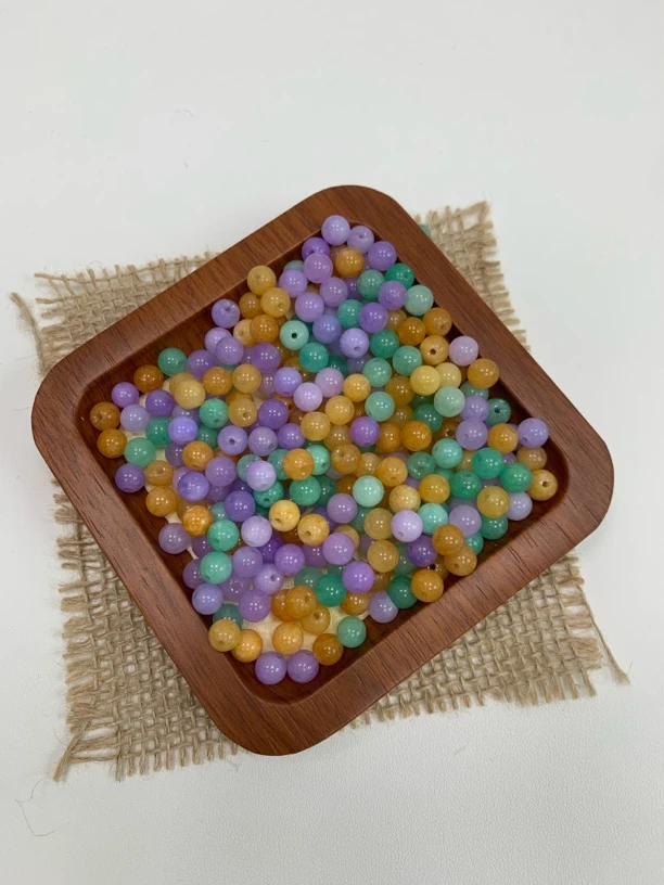 天然散珠 三彩 14mm 20颗（赠弹力绳）