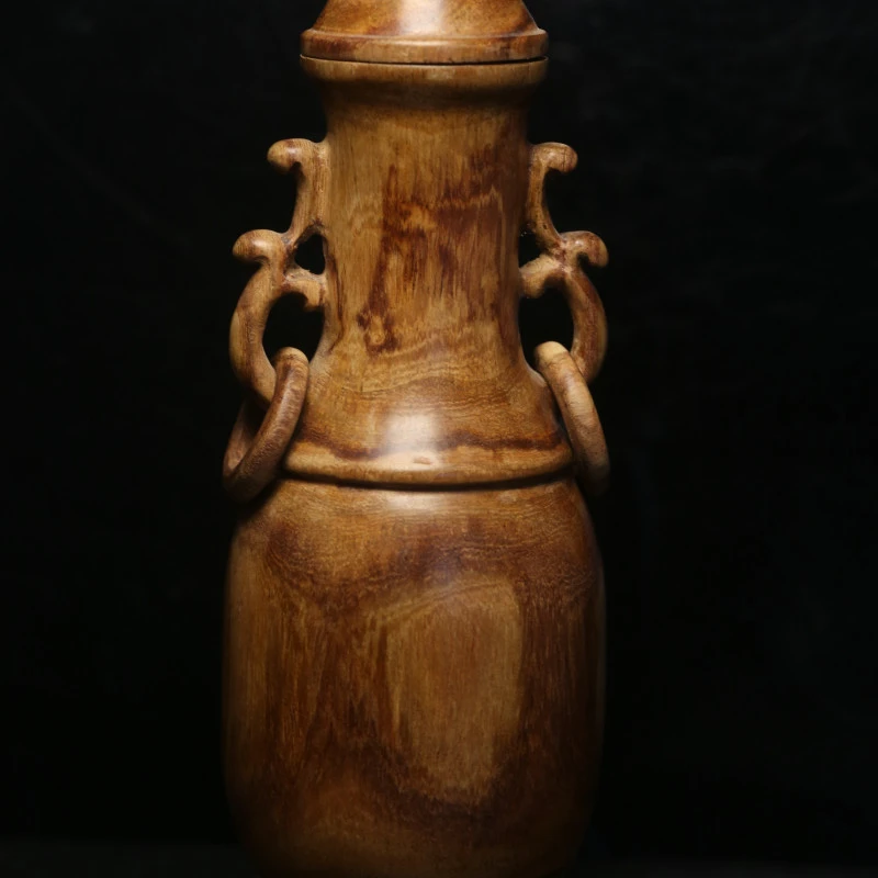 海南黄花梨鬼眼如意双耳瓶,z0096