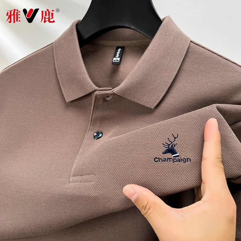 雅鹿新款夏季装中青年男士翻领半袖商务休闲爸爸装短袖透气POLO衫
