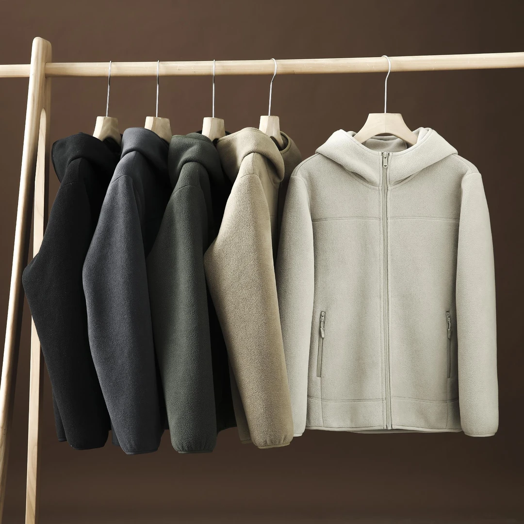 24秋冬新款连帽摇粒绒休闲户外运动男外套冬季百搭时尚夹克8651