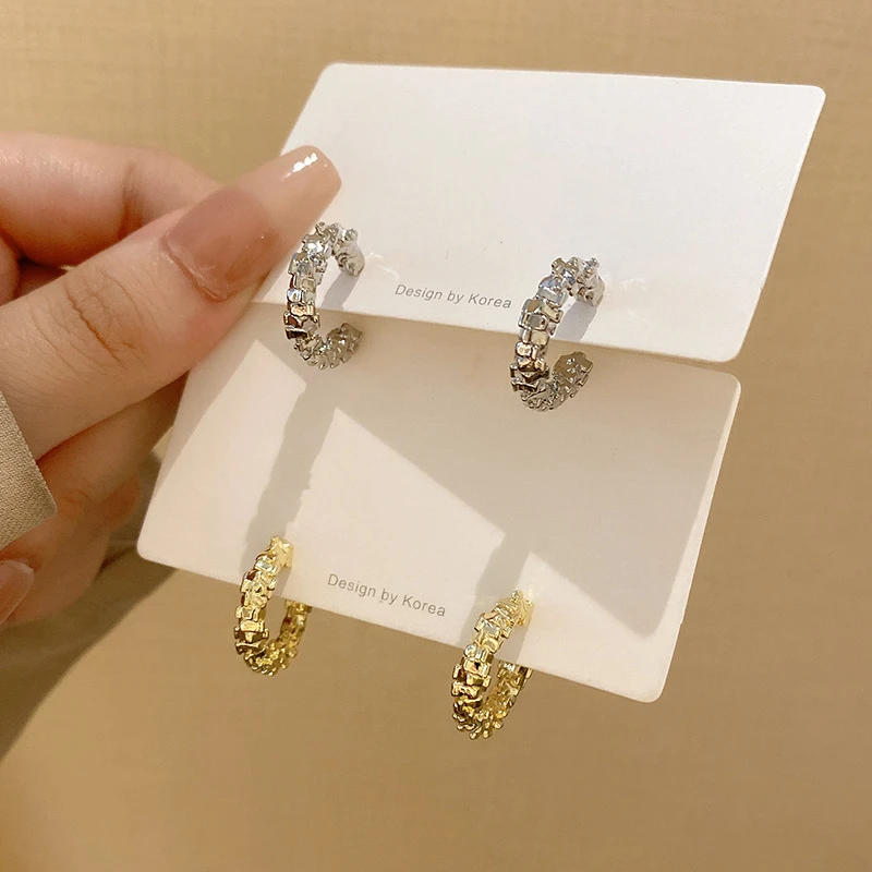 个性小众网红素款碎银几两设计感简约环形耳环女时尚轻奢精致感
