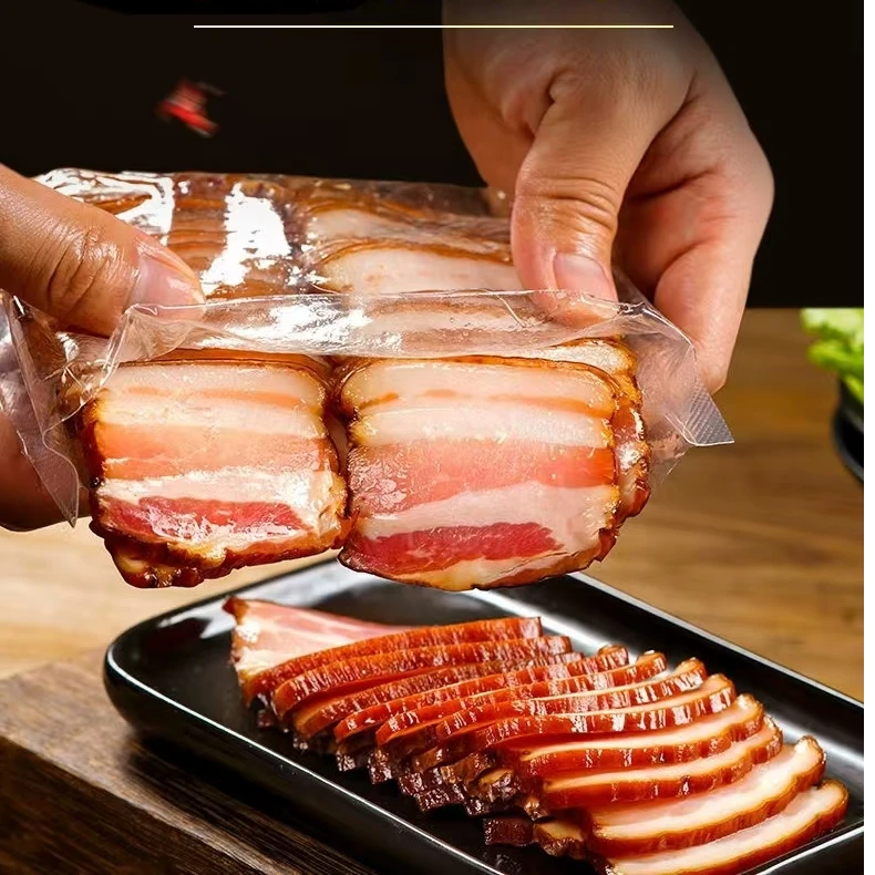 湖南农家米糠谷壳烟熏切片土猪腊肉干锅爆炒