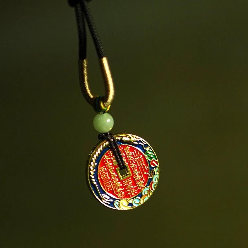 合金吊坠 【龙虎山直发】景泰蓝开元山贵花钱编绳挂坠编织品质高货