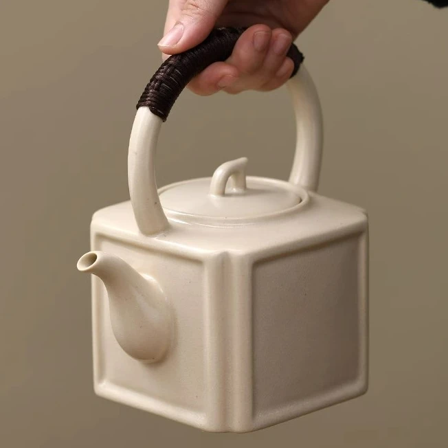苏打釉煮茶壶明火家用提梁壶陶瓷烧水壶围炉煮茶器白泥陶壶