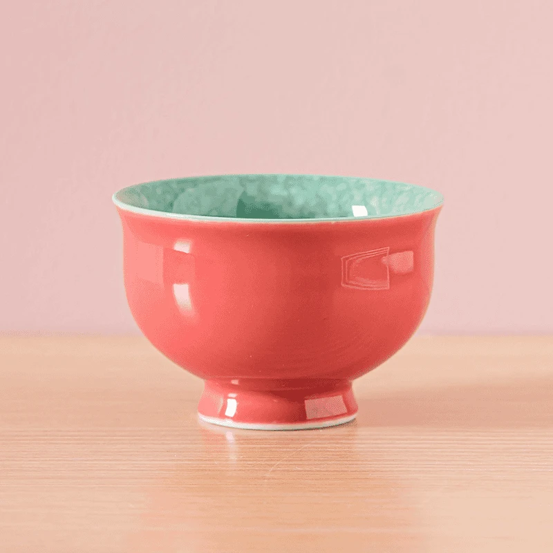 胭脂红贵妃高足杯茶具女士茶杯女神杯主人杯