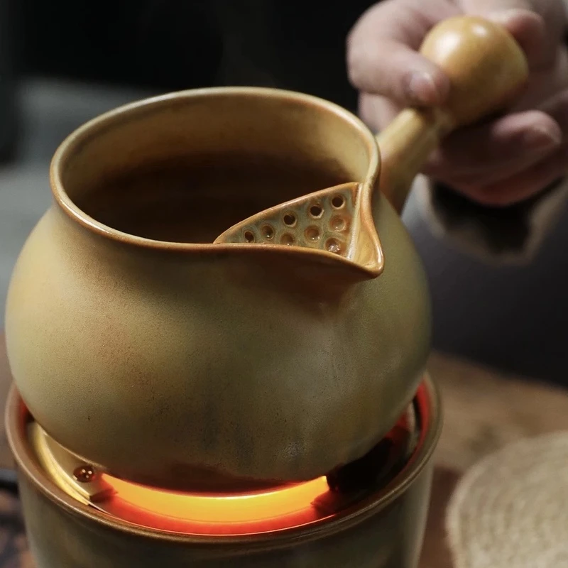 窑变罐罐茶烤奶茶柴烧侧把明火围炉煮茶锅自制下午茶围炉煮茶壶