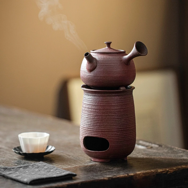 复古手工碳炉侧把茶壶不烫手享茶杯家用保温暖茶炉蜡烛煮茶器套装