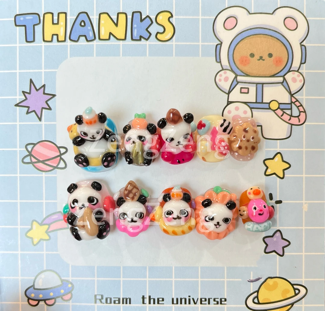 超级甜点熊猫重工捏捏纯手工穿戴甲