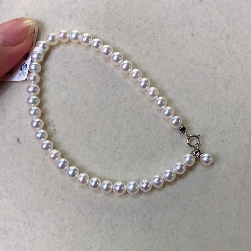 【闪购商品】淡水珍珠手链银S925镶嵌我***熊4.5-5mm