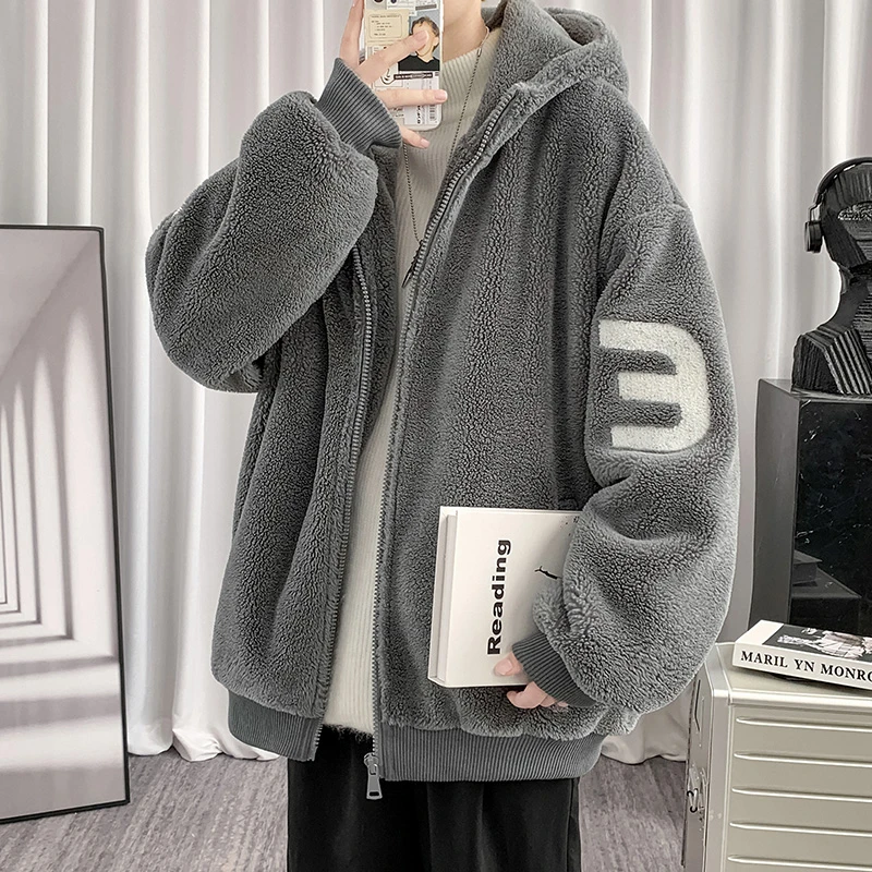 羊羔绒外套男冬季加厚青少年冬装棉衣男士加绒棉服男款羊羔毛棉袄