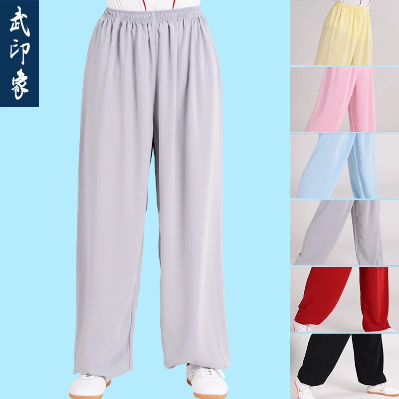 武印象太极裤女春夏季棉加丝太极拳服裤男士武术练功运动裤晨练裤