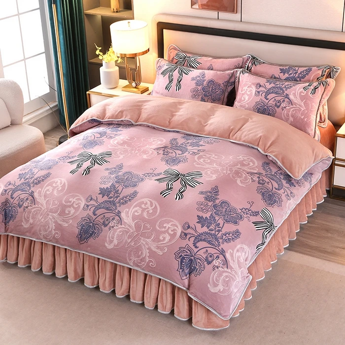 新2024秋冬款防寒牛奶绒四件套双面绒床上用品加厚保暖四件套被罩