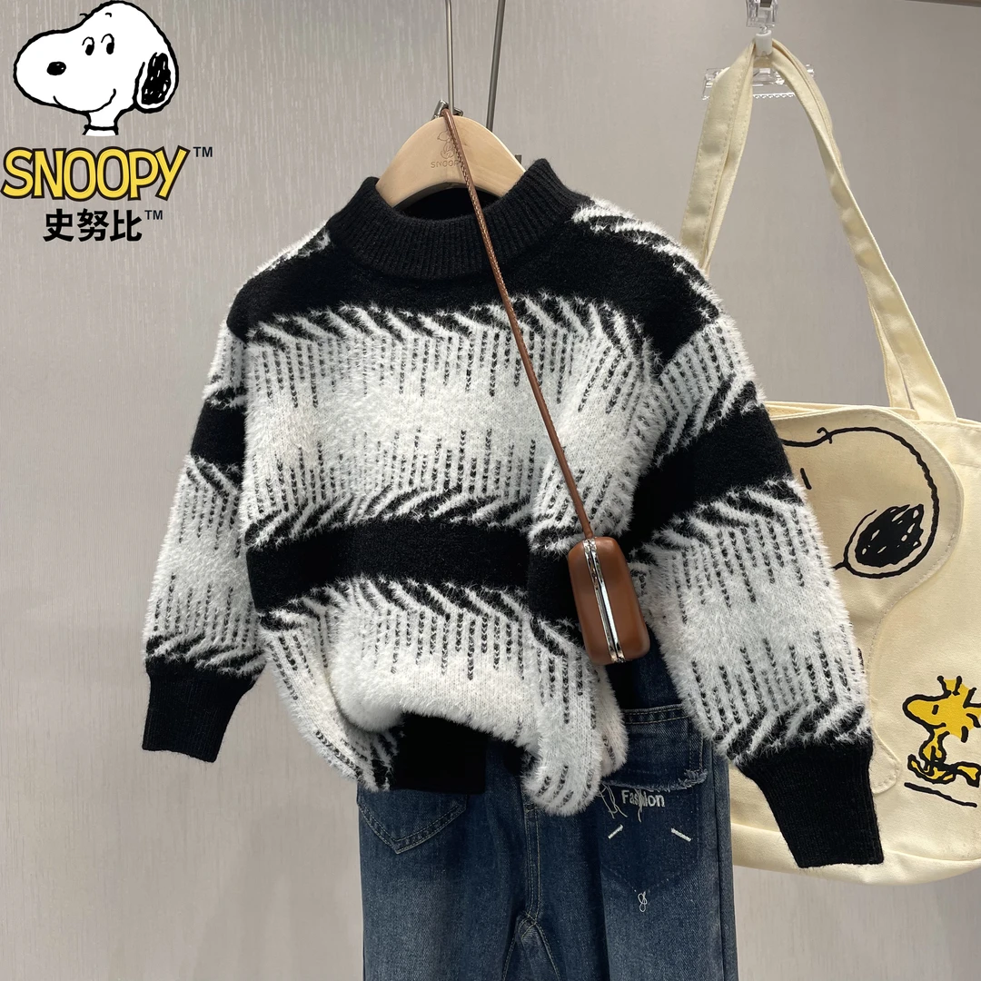 Snoopy/史努比男童加厚毛衣半高领套头儿童宝宝针织衫新款潮