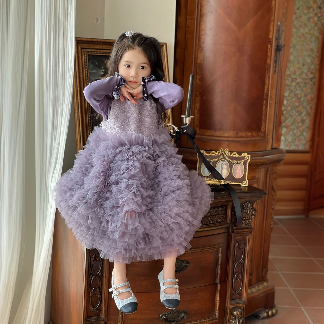 （现货）女童公主裙套装蛋糕裙连衣裙花童主持走秀节日蓬蓬纱礼服