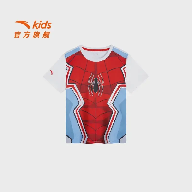儿童男小童针织短袖衫新透气速干蜘蛛侠运动短袖潮-352439106