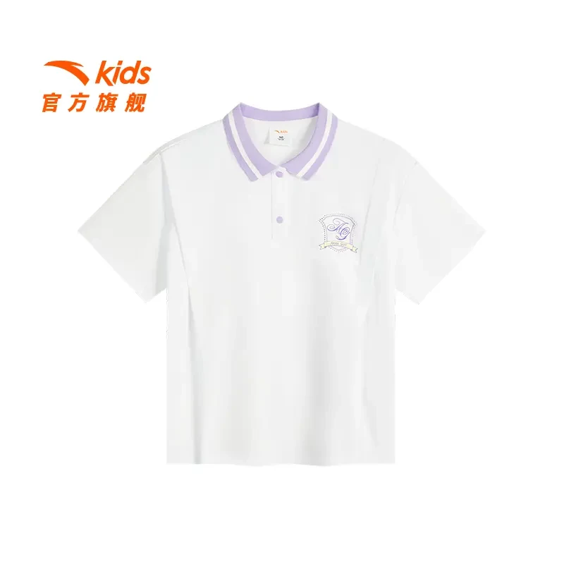 安踏儿童女童短袖POLO衫透气舒适亲肤运动短袖休闲百搭362438103