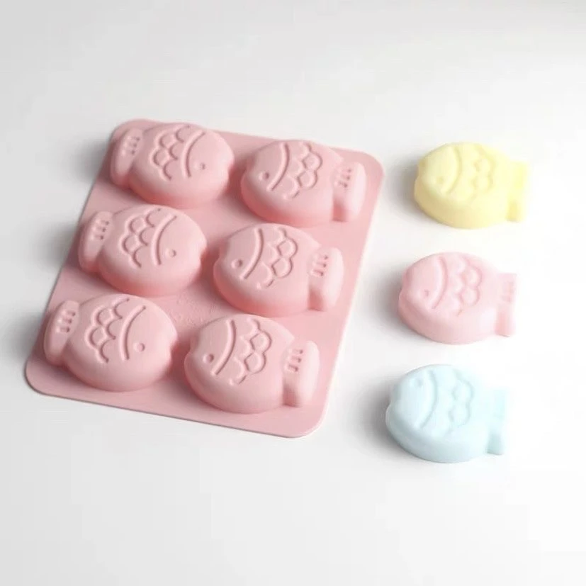 6连小鱼硅胶模具布丁甜点钵仔糕模具diy蛋糕模具