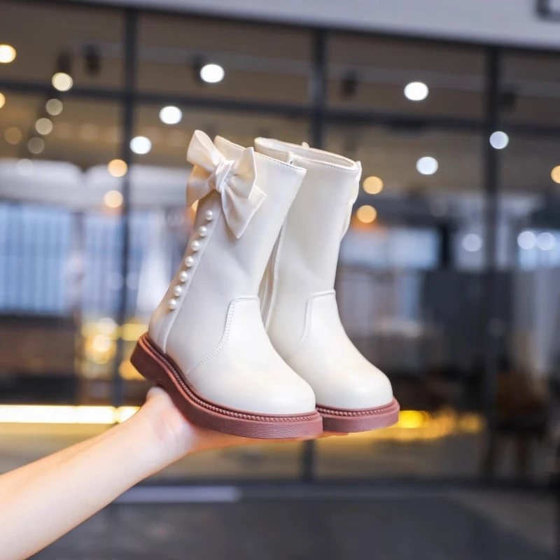 女童长筒靴春秋单靴小童宝宝中筒马丁靴小女孩秋冬高筒靴女童靴子