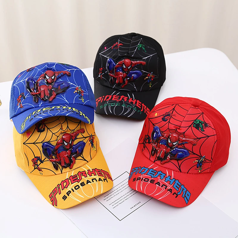 儿童鸭舌帽男童帽子夏季棒球帽男孩蜘蛛侠小孩太阳帽夏天网帽冒子