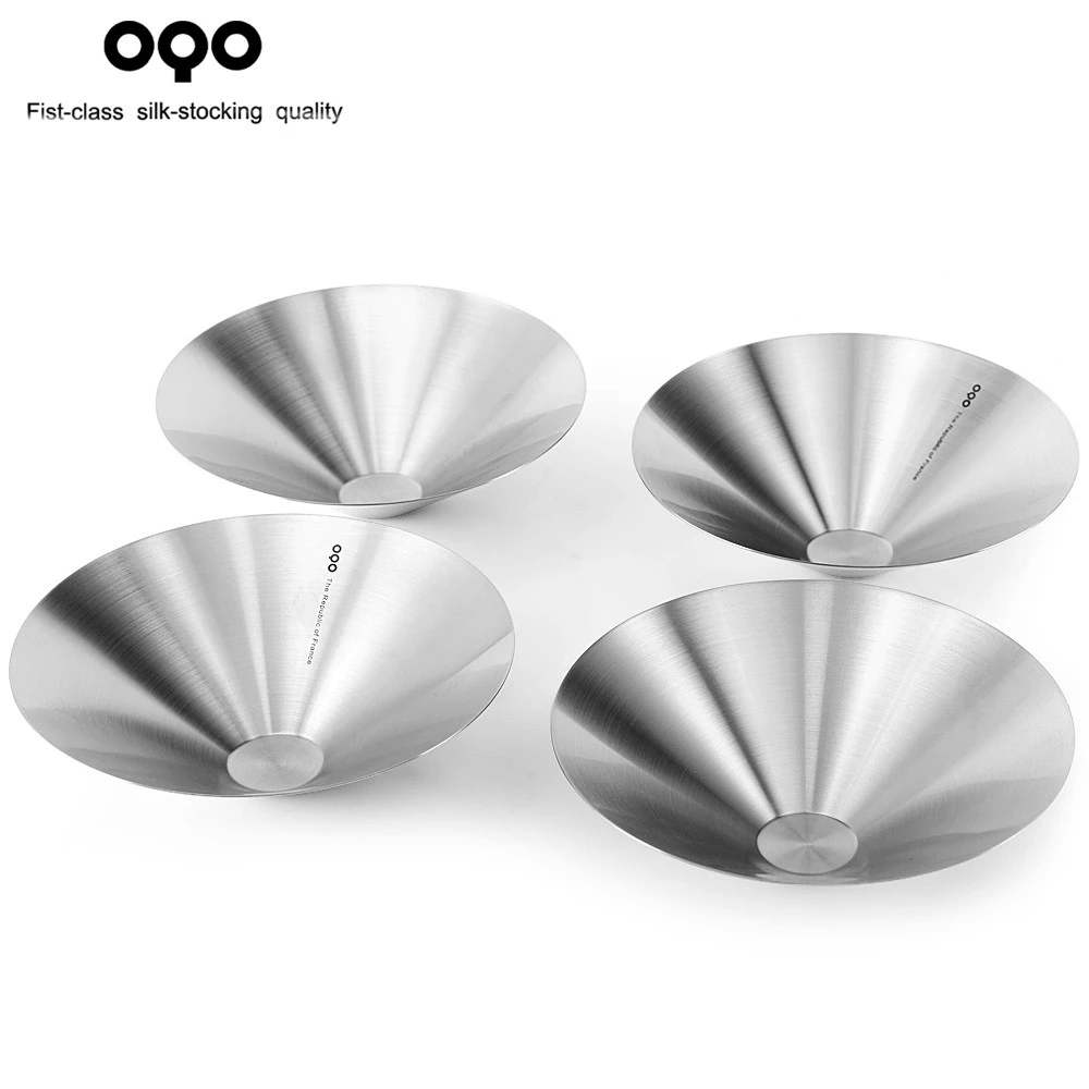 OQO/欧克欧佛雷特不锈钢圆干果盘瓜子花生坚果客厅家用水果4个装