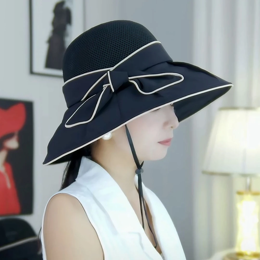 大帽檐遮阳帽女夏天防晒防紫外线太阳帽可折叠帽子显脸小渔夫帽