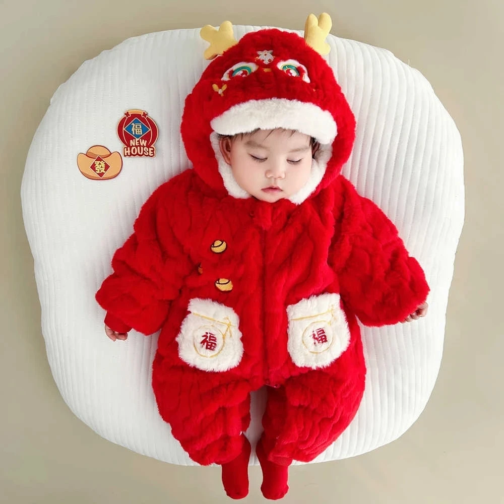 婴幼儿秋冬季羽绒棉服宝宝冬装外出冬款加厚新生儿一周岁连体衣服