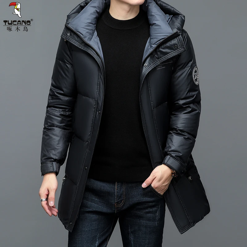 TUCANO/啄木鳥男款羽绒服冬季新款中长款商务休闲连帽加厚保暖潮