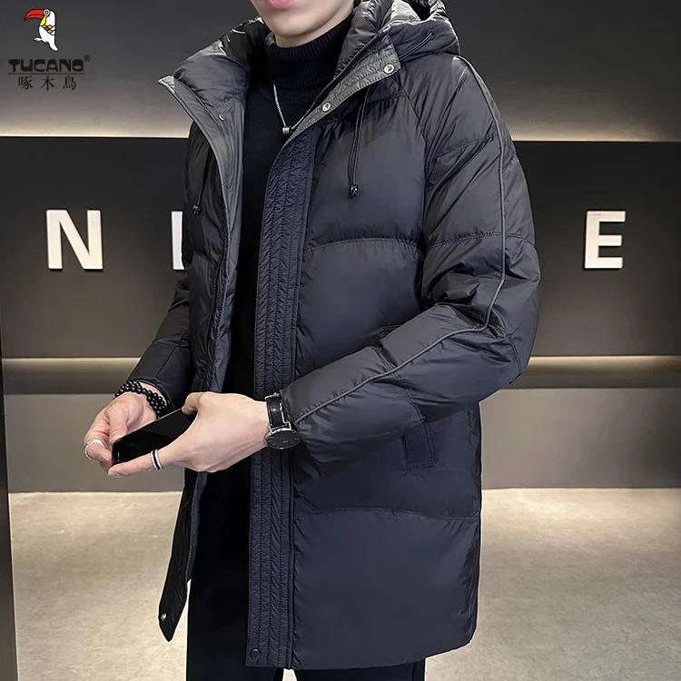 TUCANO/啄木鳥百搭中长款连帽袄子冬季新款潮流休闲保暖羽绒服男